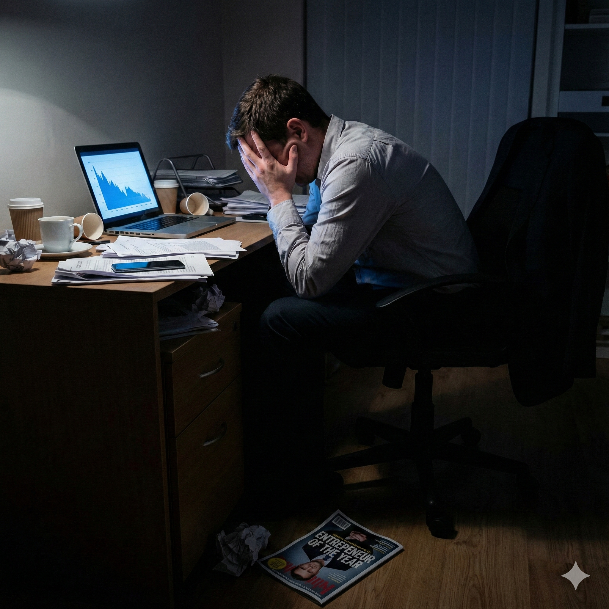 man seating at the table tired of working